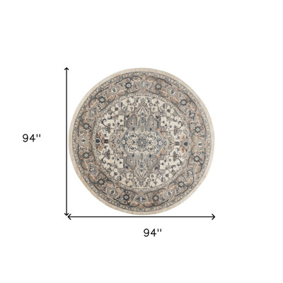 Tapis rond gris tissé à la machine 8 pi