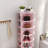 New 360 Rotating Pink Shoe Cabinet With 7 Layers, Accommodates Up To 28 Pairs, Perfect For Modern And Space-Efficient Homes.-238925650