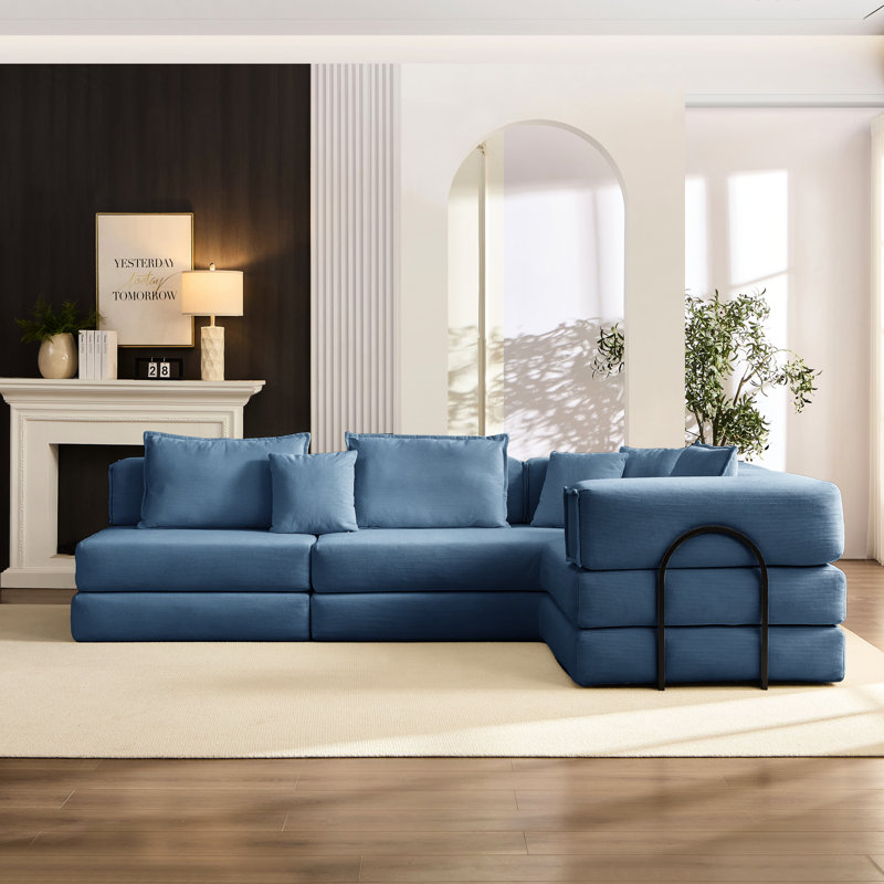 Très grand canapé en forme de L, combinaison de bricolage modulaire, 6 coussins moelleux, tissu respirant et coffre-fort pour la maison