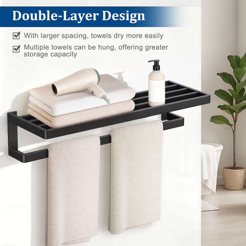24 Inch Towel Bar Towel Rack, Matte Black