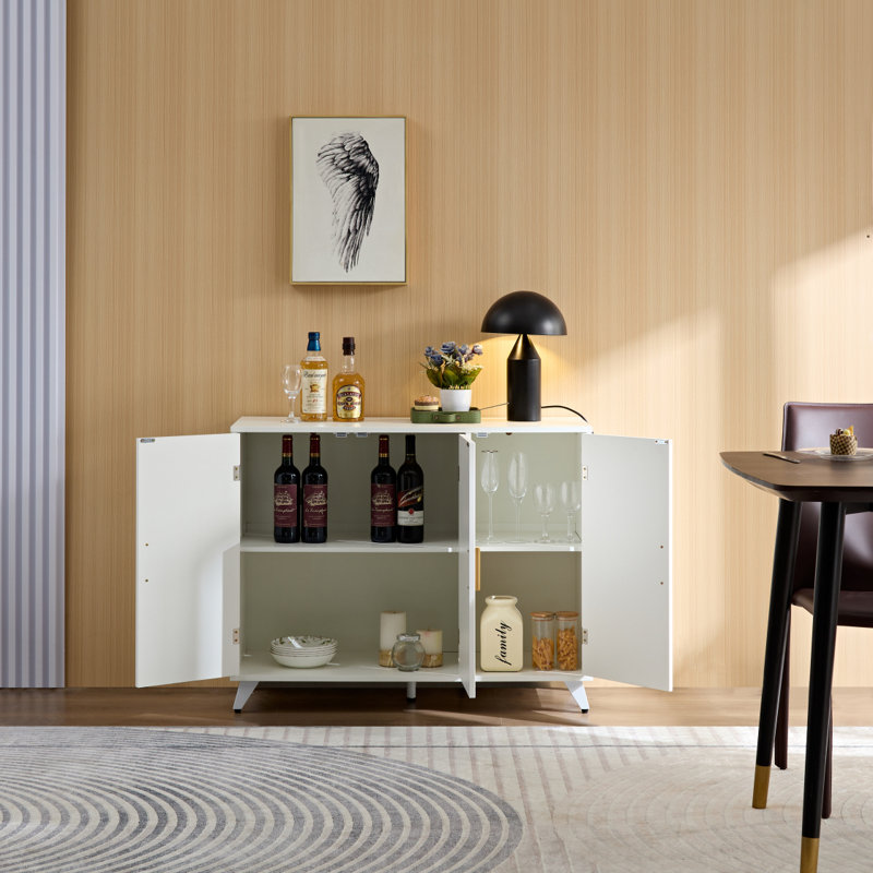 Élégante bibliothèque moderne à texture ondulée avec porte pour la cuisine et le salon