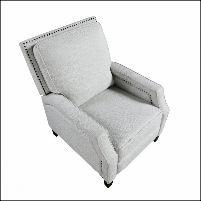 Chaise inclinable à dossier poussoir de style transitionnel avec revêtement en chenille grise et coussin confortable pour les salons modernes