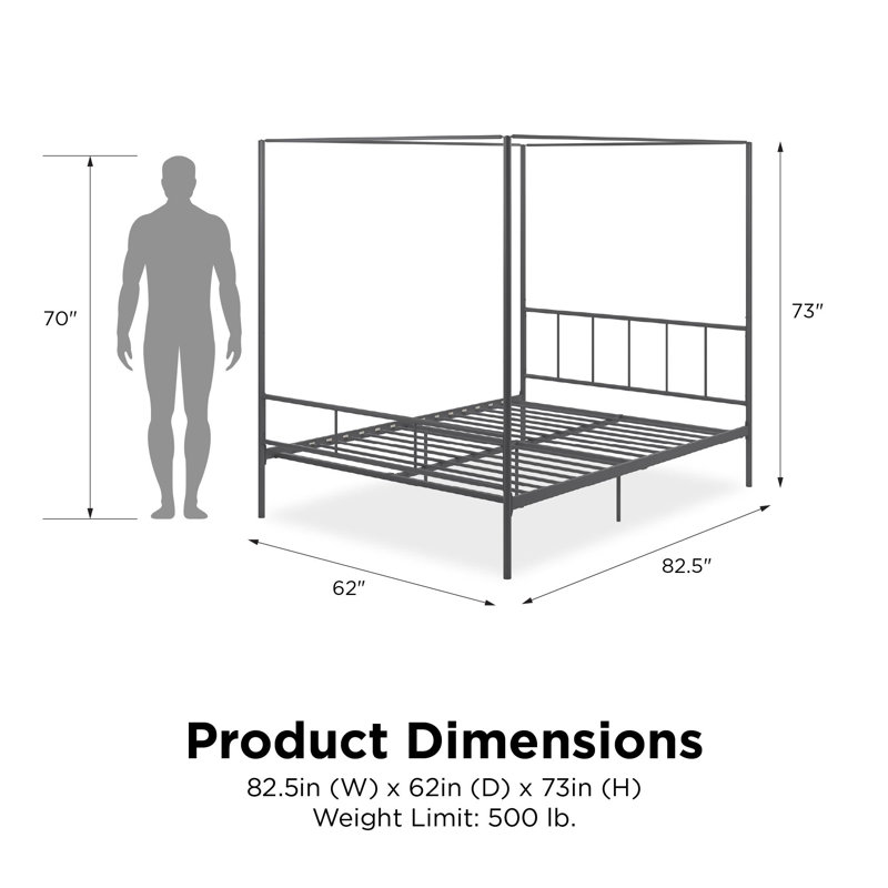 Lagano Metal Bed, Kingsize (5'), Grey