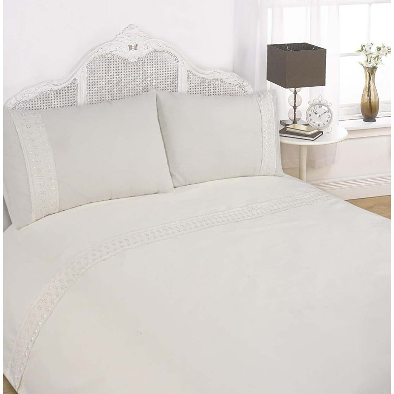 Dundalk Polyester Solid Colour Duvet Cover Set with Pillowcases, Super King Duvet Cover + 2 Standard Pillowcases, Silver/Grey
