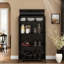 Tall Metal Sideboard With Glass Doors & Flip-top, 4-tier Design, Durable Steel Frame And Arched Top