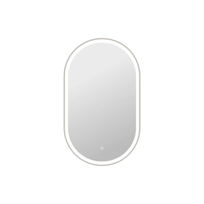 40 Inch Oval LED Front and Backlit Wall Mirror in Silver