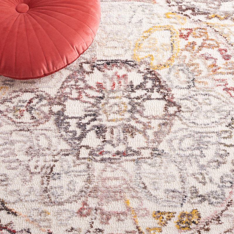 Metro Hand Tufted Wool/Cotton with Cotton Backing Geometric Rug in Ivory/Red, Rectangle 3' x 5'