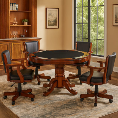 48'' Poker Table with Game Chair Set and Flip Table By RAM Game Room