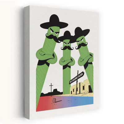 Cactus occidental, hors-la-loi, abstrait, paysage contemporain de cactus, art mural
