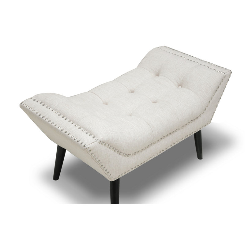 Banc en faux cuir Shanklin, H 17,63 po x l 36,13 po x P 18,75 po, Beige