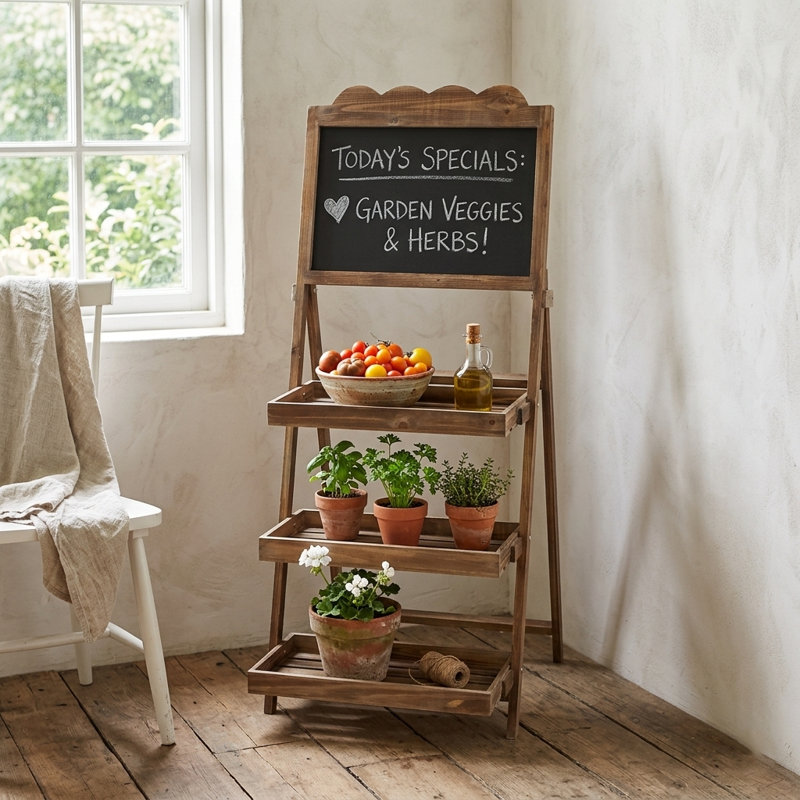 Tableau noir sur pied en bois