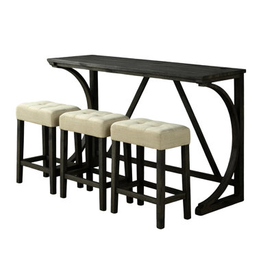 Table de salle à manger rectangulaire avec sièges de charge, brun et beige, pour coussins, style transitionnel