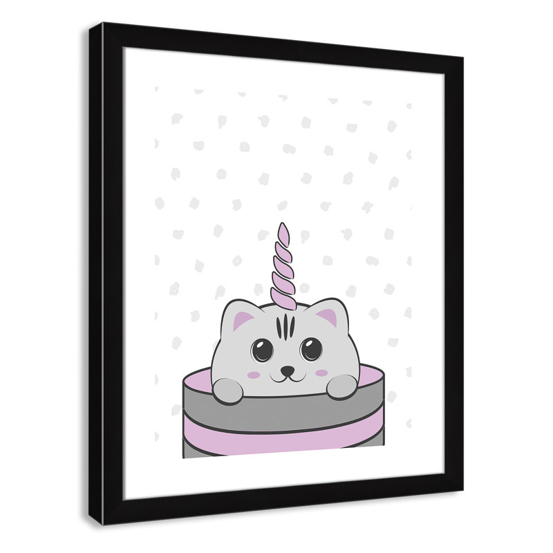 Caticorn I, art encadré, H 24,5 po x l 20,5 po x P 0,63 po, Structure noire