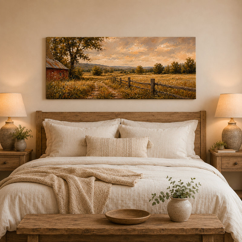 «Rustic Barn Panorama I», art mural sur toile tendue, 27.5"H x 55"W x 1.5"D