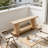 Light Brown Wood Console Table With Double Open Shelves For Wabi-Sabi Entryway