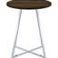Table bistro ronde de 35 po de hauteur pub avec finition chêne brun, pieds de finition et base géométrique évasée, idéale pour 2 bases de salle à manger