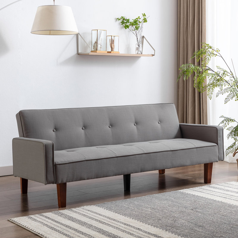 Nathalia 75" Square Arm Sleeper Sofa Bed, Light Gray
