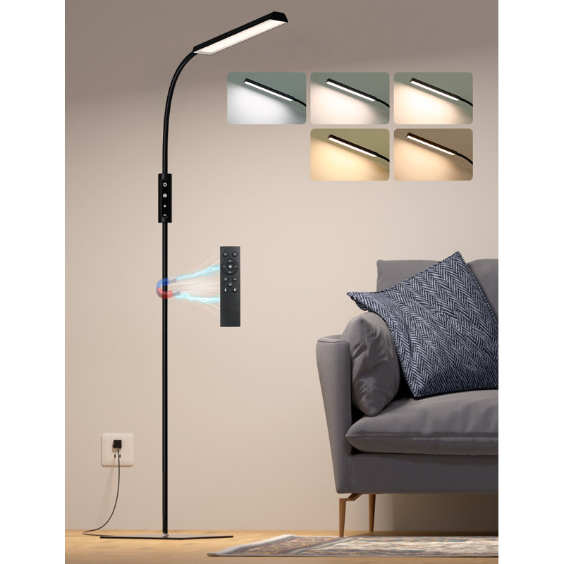 Led Floor Lamp, Bright 15w Floor Lamps For Living Room With 1h Timer, Stepless Adjustable 3000k-6000k Colors & Brightness Standing Lamp With Remote & Touch Control Reading Floor Lamps