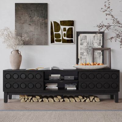 75-Inch Modern Media Console for Office with 4 Drawers - Black