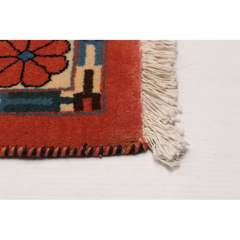 Tapis unique en cuivre noué à la main Kargahi 13 pi 0 po x 16 pi 8 po One of Kind