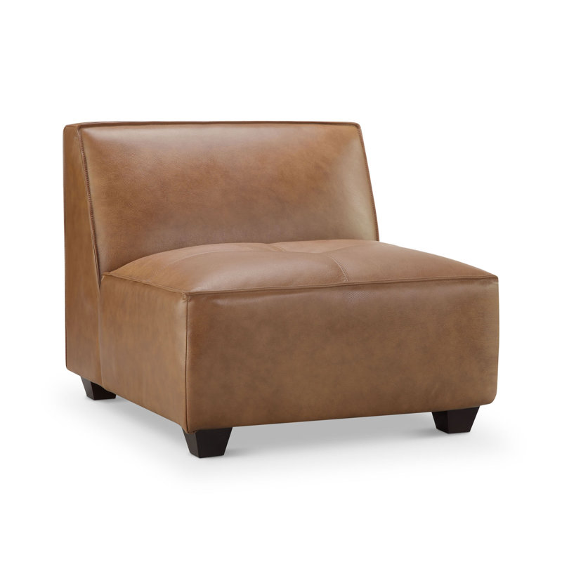 Chaise sans accoudoirs en cuir fleur