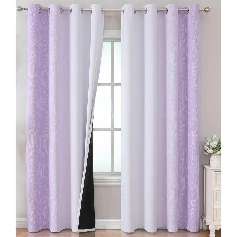 Blackout Curtain Pair, Lilac/Greyish White