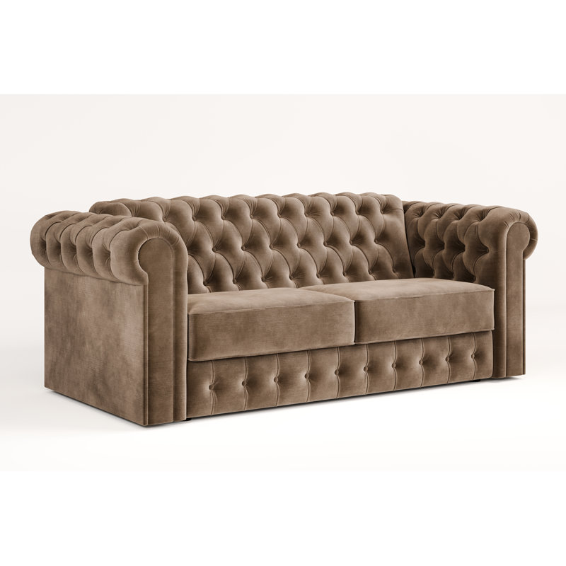 Jay-Be Chesterfield Sofa Bed with e-Sprung Mattress - Three seater - Luxe Velvet, Cedar