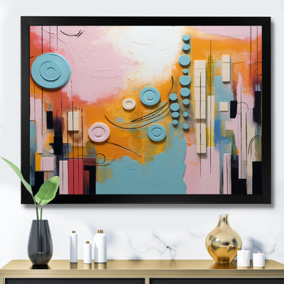 «Colorful Orange and Blue Play Forms III», art mural géométrique