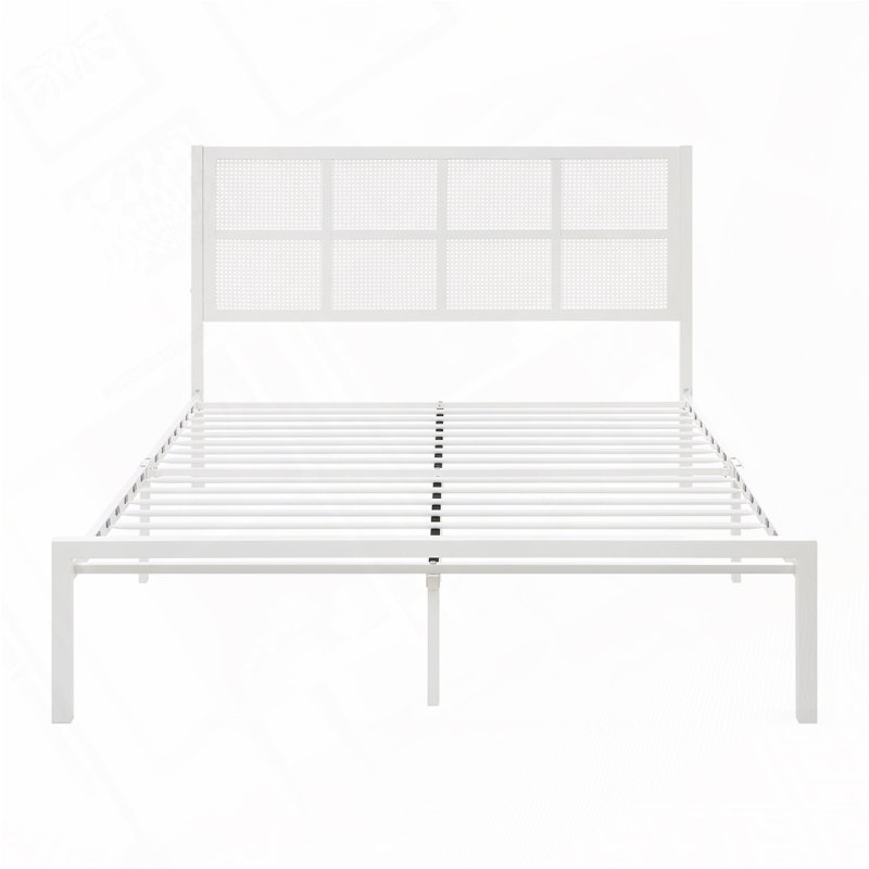 Lit plateforme en métal, White, Très grand
