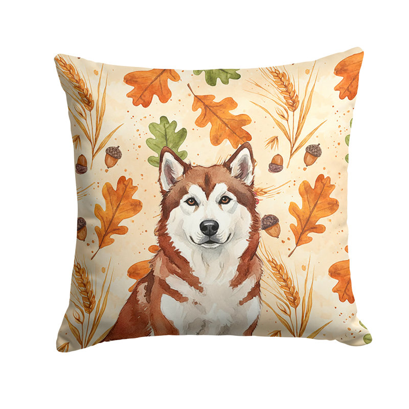 Red and White Alaskan Malamute Heirloom Fall Throw Pillow, Square 14", Red and White Alaskan Malamute