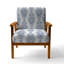 Fauteuil d'appoint rembourré à motif damassé bleu-562641538