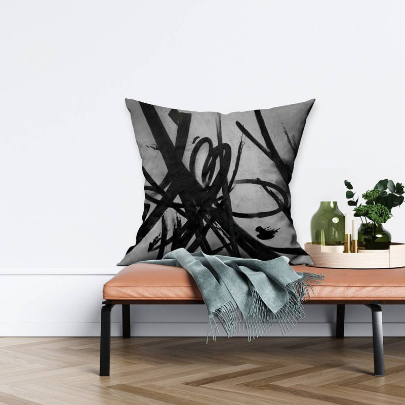 Circular strokes - 26"x26" Throw pillow cover - Poly twill - Print on demand