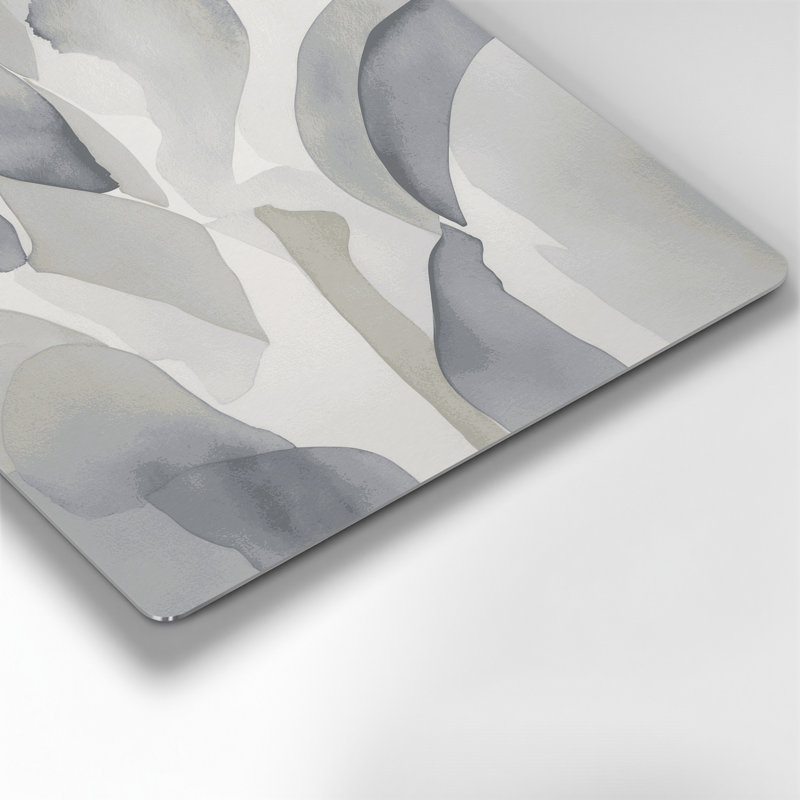 Abstrait aquarelle 4, art mural gris en métal, 12" H x 18" W