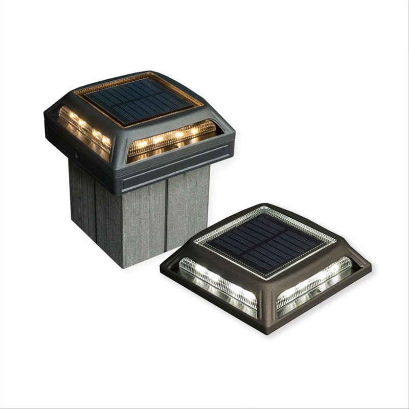 Muskoka Black Solar Powered Integrated LED Fence Post Cap 4 in. x 4 in. with Base Adapter Included