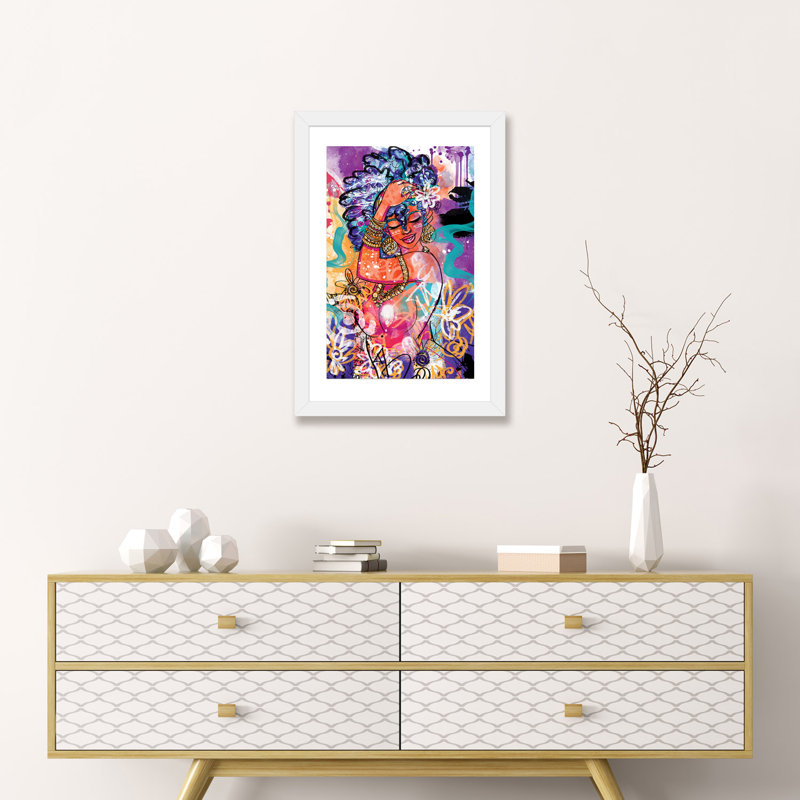 «Gold Flowers» par Justin Copeland, H 24 po x l 16 po x P 1 po, Papier encadré blanc