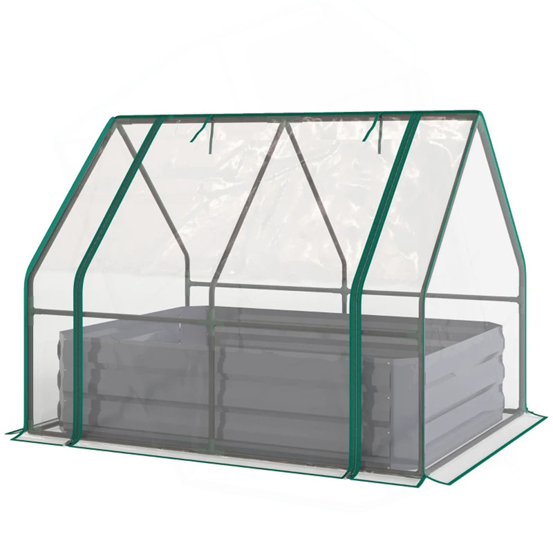 2-In-1 Raised Planter Greenhouse,Raised Garden Bed,Planter Raised Bed, Clear/Dark Gray