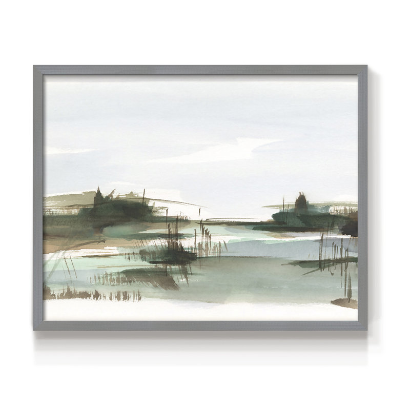 Marsh Reeds III -Framed Print - Restickable, 16" H x 20" W, Gray