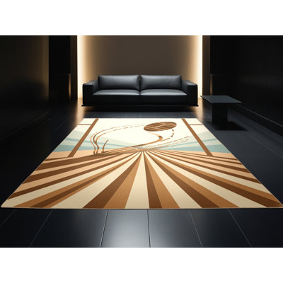Tapis classique rayé beige Kon