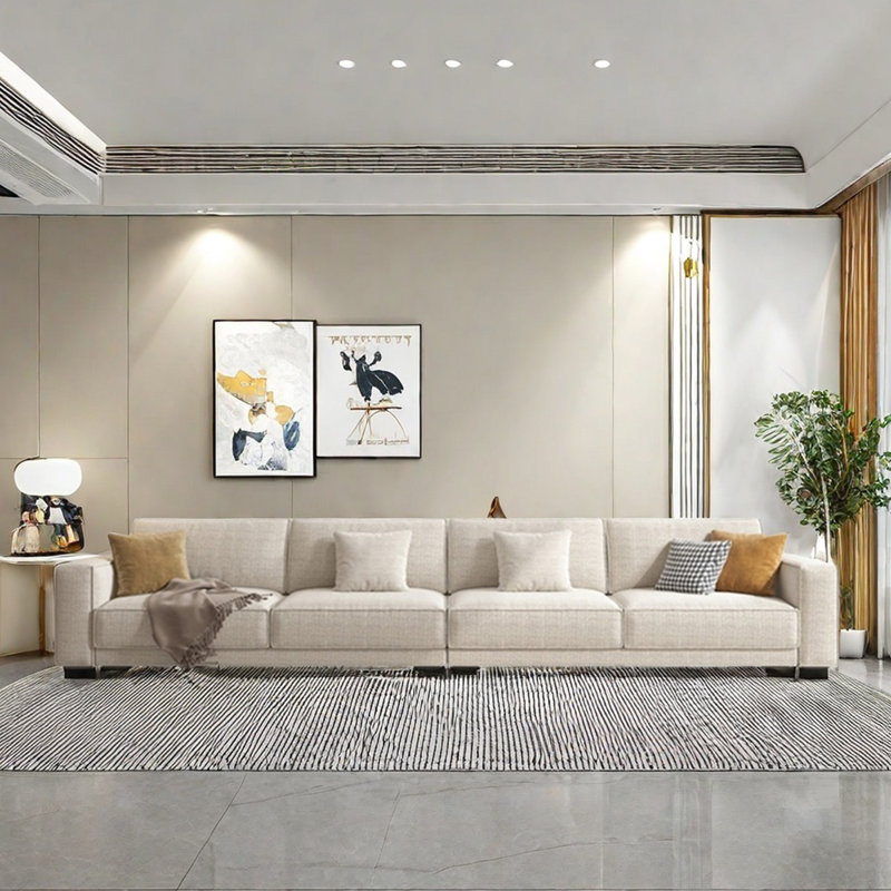 Simple modern cotton and linen sofa, 32.28" H x 133.85" W x 39.37" D, 5