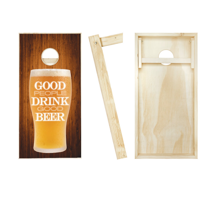 Ensemble de cornhole en bois massif 2 pi x 4 pi Good People, Rouge / Orange