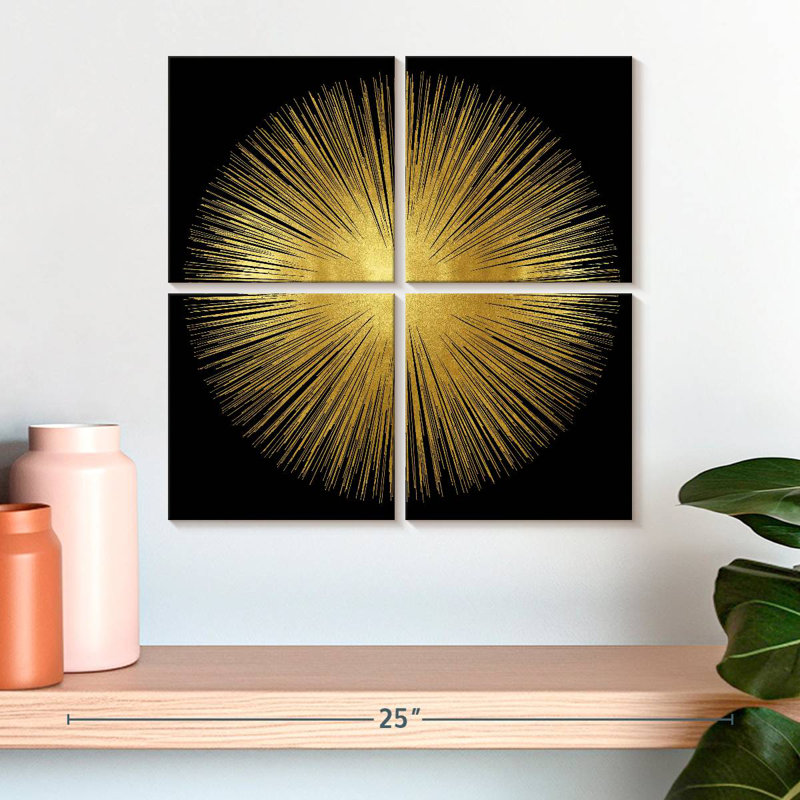 Avery Sunburst sur fond noir I, H 18 po x l 18 po