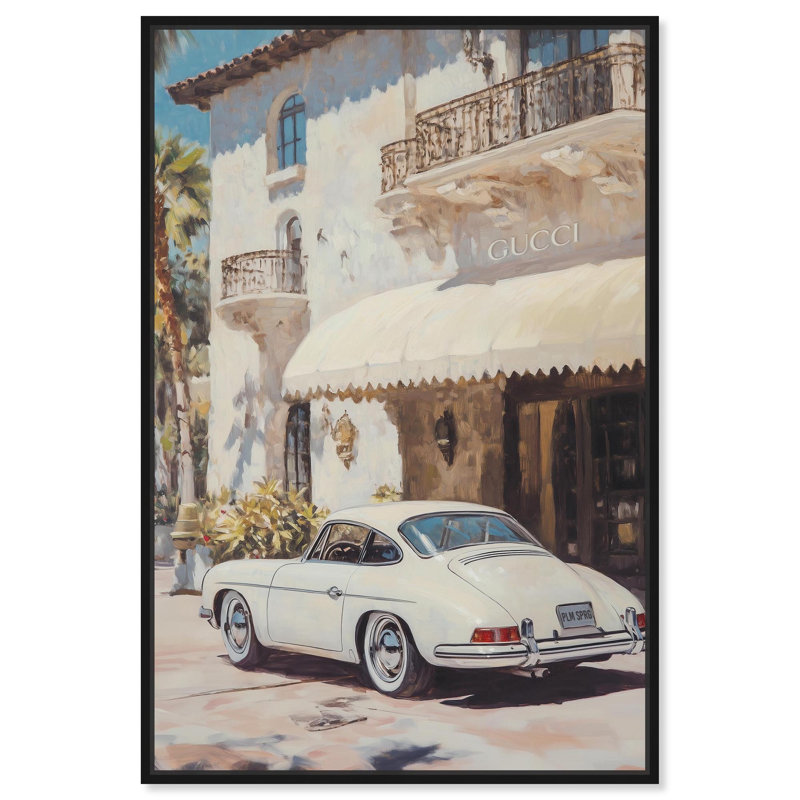 «Light Palm Hotel», reproduction d'art sur toile par Glam Art Remedy, H 37 po x l 25 po, Structure noire