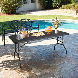 Table pliante portative 6/8 pi pour camping, intérieur et extérieur - Capacité de 135 kg, noir