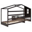Lit double en bois massif avec structure en L en bois massif avec clôture et sommier à lattes, espresso-1289811382