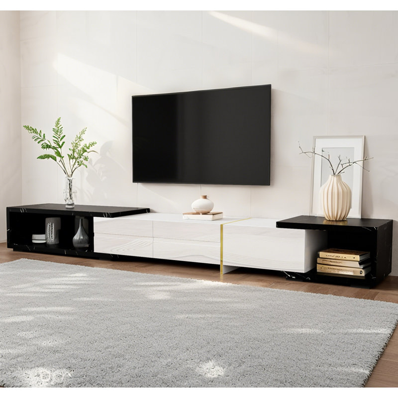 Meuble télé réglable 55,1-102 po, Blanc/Noir