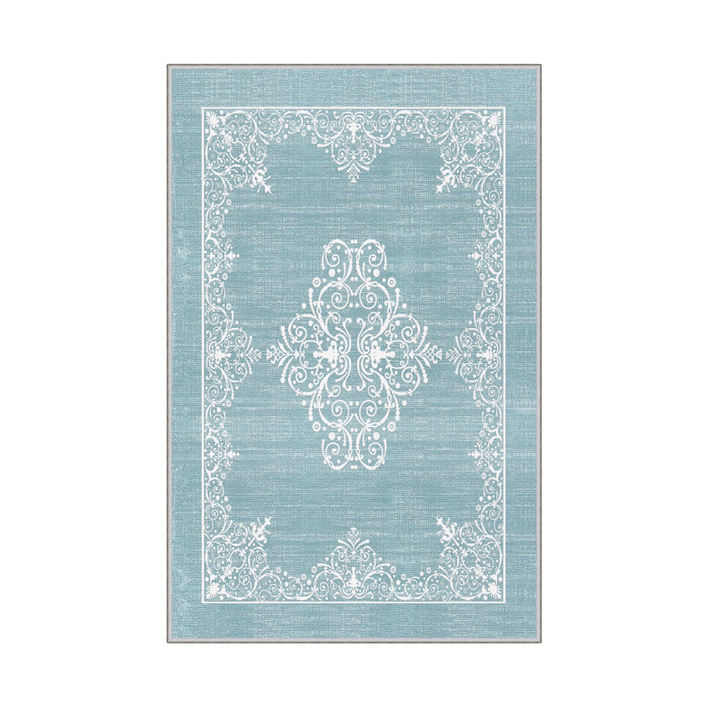 Antibacterial Woven Carpet (2.6 x 4.0 ft), 100% Polyester, 0.3 in Pile Height | Non-Slip PVC Dot Underside, 3D Digital Printing | Machine Washable, Easy Care for Living Room, Bedroom & Office