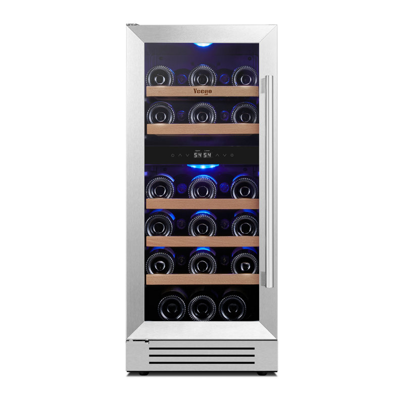 Yeego 28 Bottles 15" Dual Zone Wine Cooler Under Counter Compressor Wine Refrigerator Mini Fridge, Left Hinge