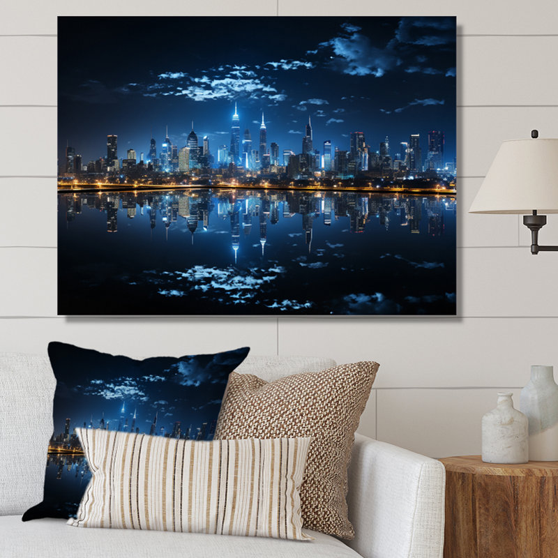 Thailande, ville, paysage nocturne I, Toile tendue, H 30 po x l 40 po x P 1,5 po