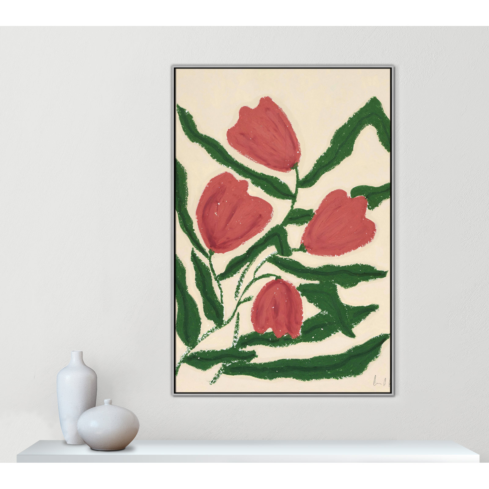 Colette "Red Tulips" Print by Camilla Bergqvist, 61.5" H x 41.5" W, Silver