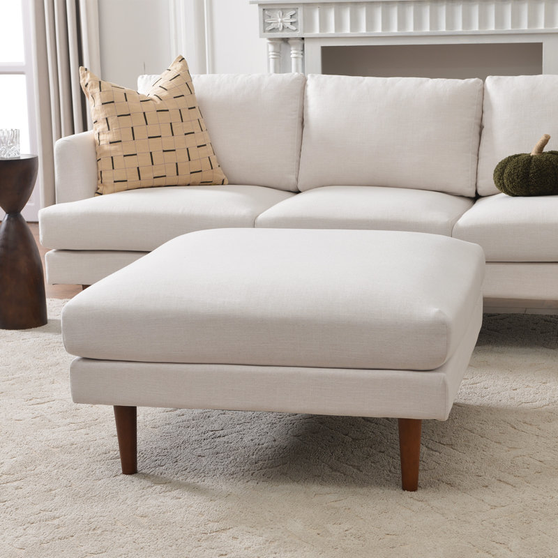 Pouf rembourré Miller 36 po, Ivoire ivoire, 19" H x 36" W x 36" D